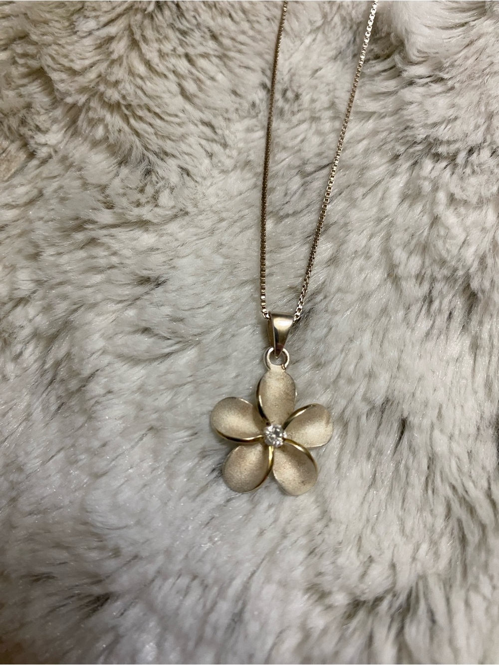 Elegant Plumeria Flower Pendant Necklace with Center Crystal